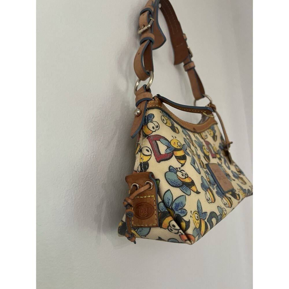 RARE VTG Y2K Dooney & Bourke Bumble Bee Print Shoulder Bag Leather canvas - Picture 3 of 13